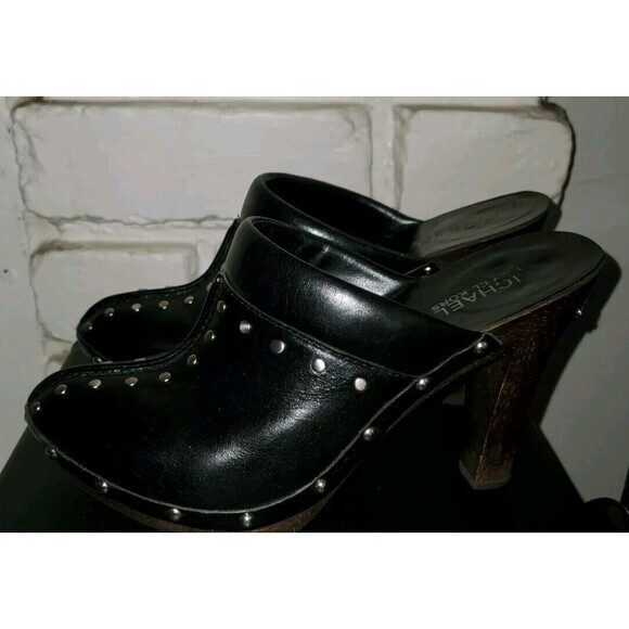 Michael Kors Leather Astor High Clogs Black Leather Size 7 - Picture 7 of 13